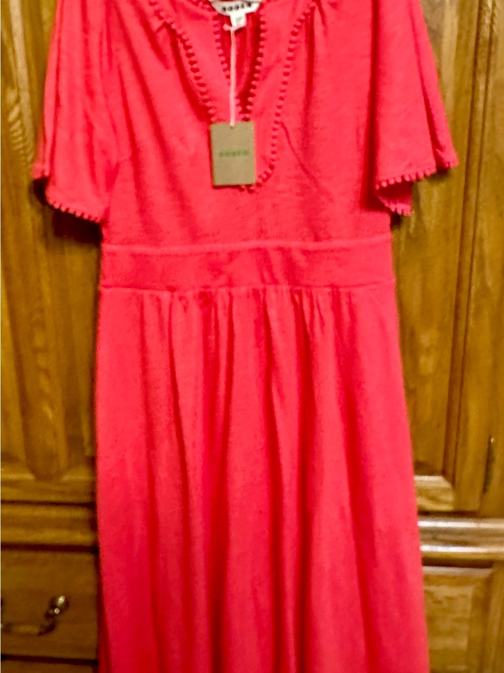 Boden Maddie Coral Trim Jersey Knit dress - Picture 3 of 7
